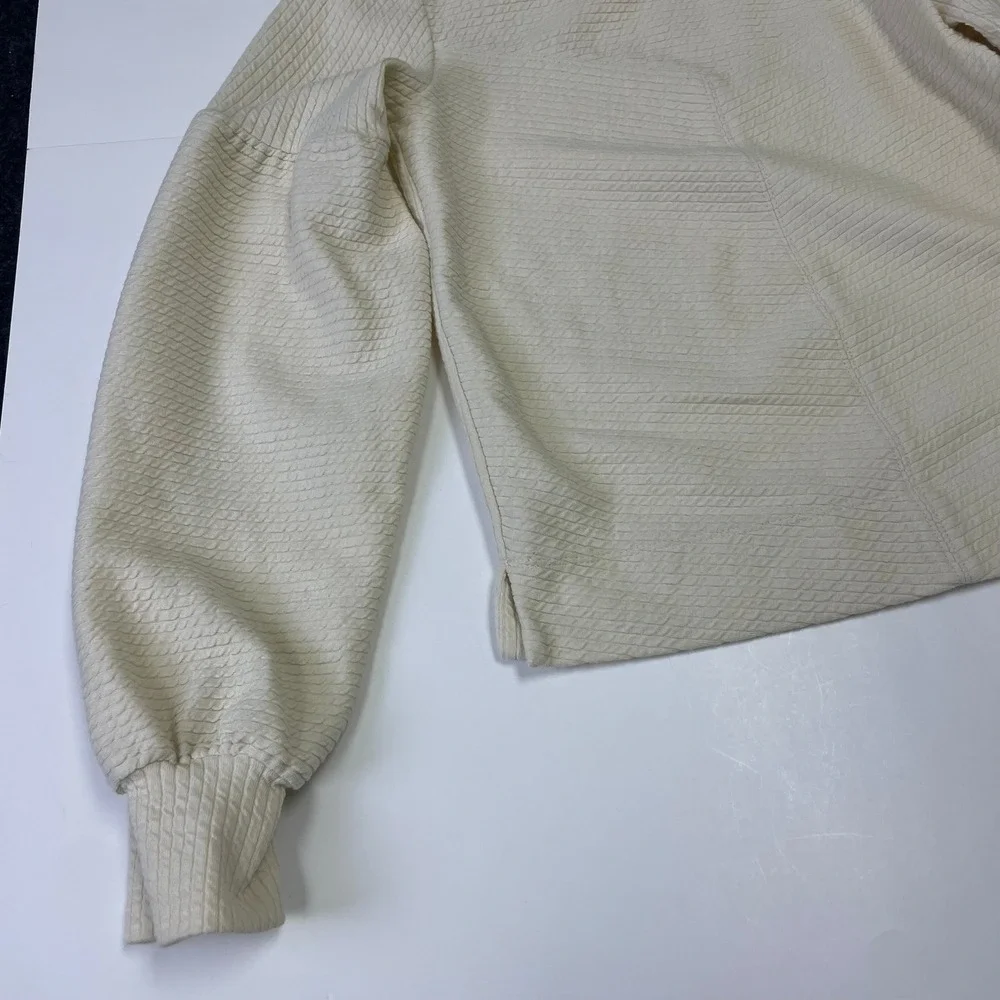 Anthropologie Bayleigh Cream Textured Balloon Sleeve Top XS Boho